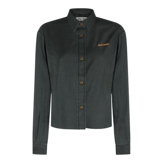 26FW 미우미우 샴브레이 셔츠 GWC131SOOO 15MPF0002 NERO