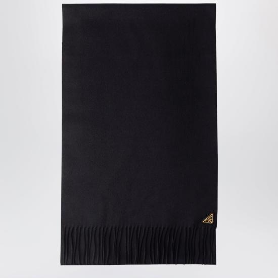 26SS 프라다 삼각 로고 실크 캐시미어 머플러 1FS0652COP Black