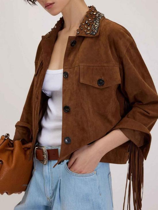 26SS 에르마노 설비노 가죽 자켓 D48ED004CGEH0MFB27 Beige - ERMANNO SCERVINO