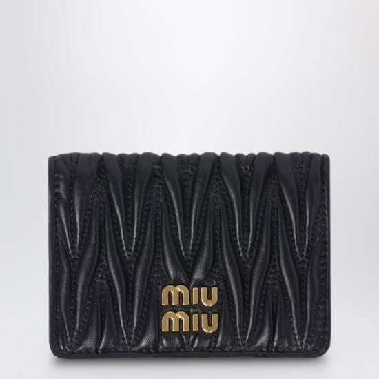 26SS 미우미우 마테라쎄 나파 가죽 카드 지갑 5MC103AFPP Black