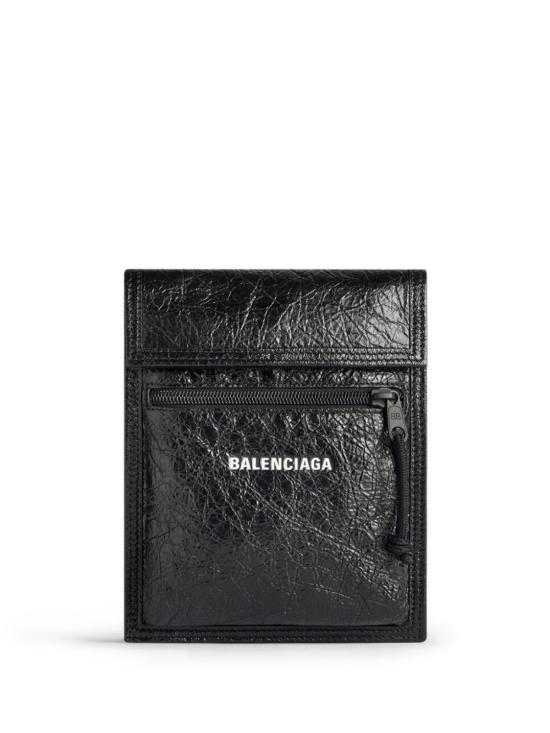 26FW 발렌시아가 익스플로러 스몰 파우치 로고 스트랩 655982 1VG7X 1090 BLACK