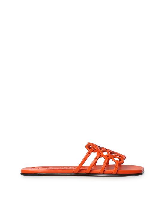 26SS 로에베 페탈 애너그램 소프트 카프스킨 슬라이드 LPEA465X06 4974 DEEP SAFFRON