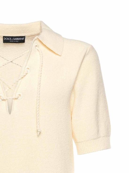26SS 돌체앤가바나 세라피노 드로스트링 폴로 티셔츠 GXXBUZJGMH0A3791 Beige - DOLCE & GABBANA