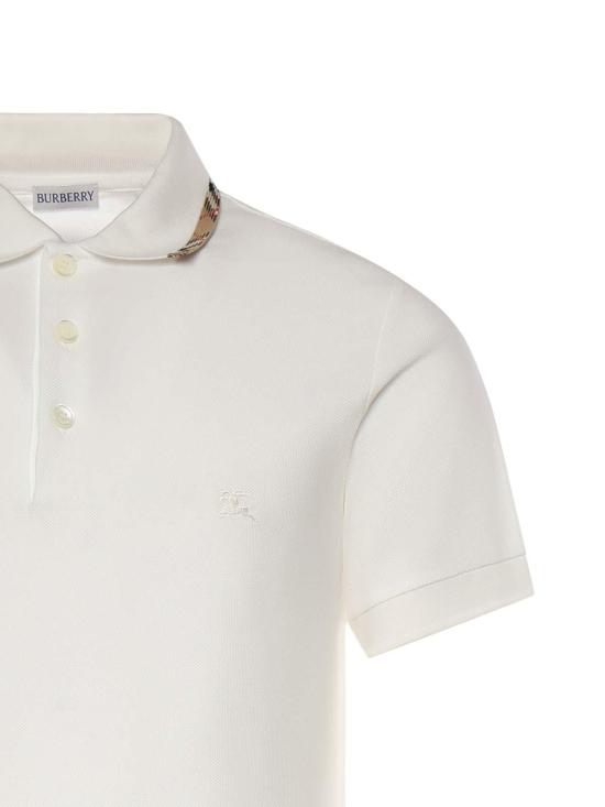 26SS 버버리 체크 트리밍 코튼 폴로셔츠 8126955 White - BURBERRY