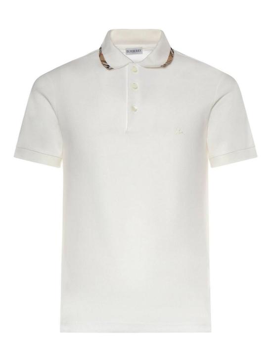 26SS 버버리 체크 트리밍 코튼 폴로셔츠 8126955 White