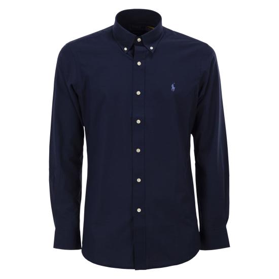 26FW 폴로 랄프로렌 커스텀 핏 코튼 포플린 포니 로고 셔츠 710928255 NAVY