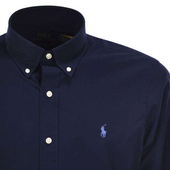 26FW 폴로 랄프로렌 커스텀 핏 코튼 포플린 포니 로고 셔츠 710928255 NAVY - POLO RALPH LAUREN