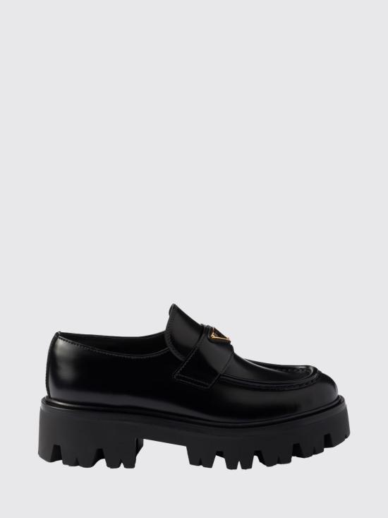 26FW 프라다 모노블럭 러버솔 레더 로퍼 1D185OFB05055 F0002 Black