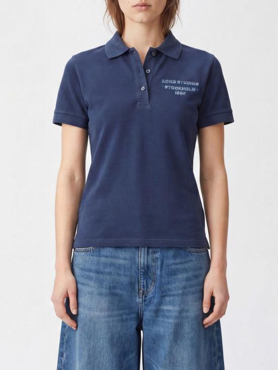 26SS 아크네 스튜디오 스프레이드 폴로 티셔츠 AL0537 885 Navy