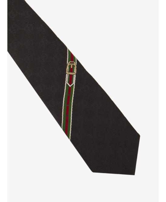 26FW 구찌 GG 패턴 실크 타이 4565204B0021000 Black - GUCCI