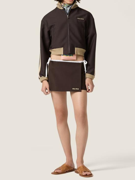 26FW 미우미우 키드 모헤어 미니스커트 키드 모헤어 미니스커트 MG2724 12I1 Brown - MIU MIU