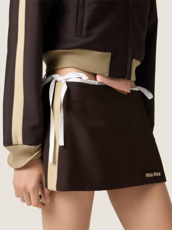 26FW 미우미우 키드 모헤어 미니스커트 키드 모헤어 미니스커트 MG2724 12I1 Brown - MIU MIU