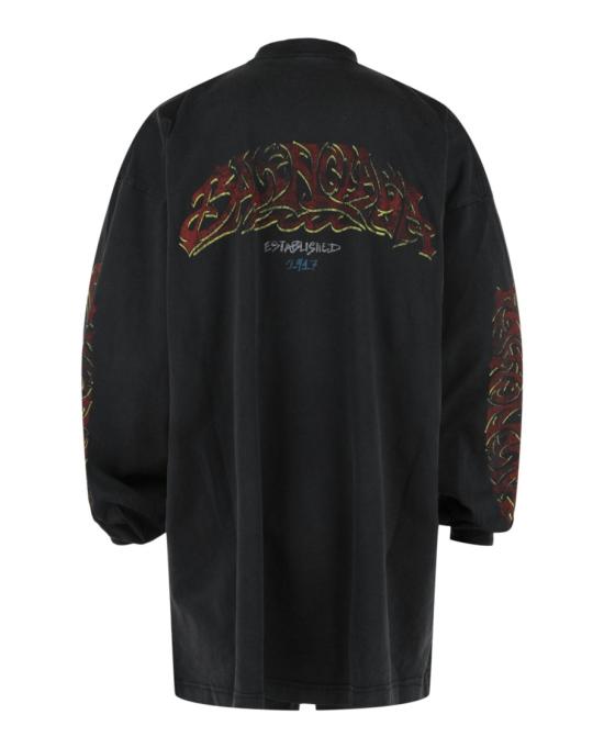  발렌시아가 오프쇼어 롱 슬리브 오버사이즈 티셔츠 739027 TPVM8 1568 00002 2 Black - BALENCIAGA