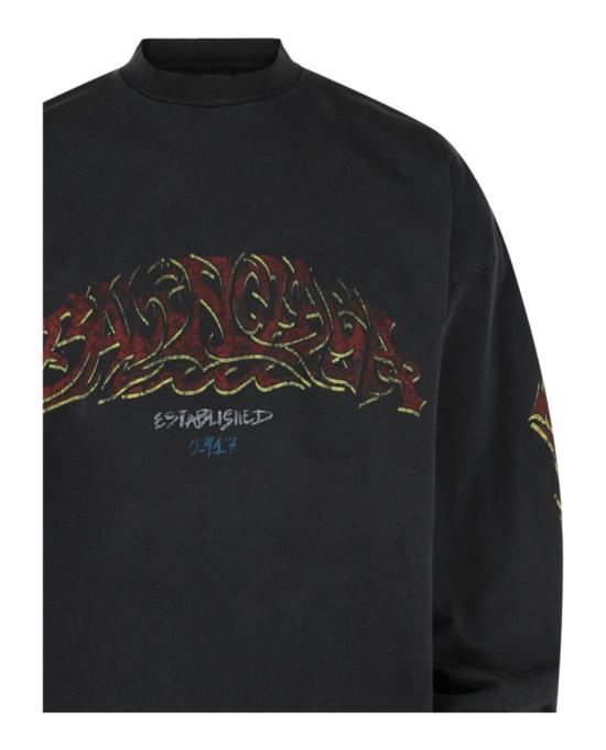  발렌시아가 오프쇼어 롱 슬리브 오버사이즈 티셔츠 739027 TPVM8 1568 00002 2 Black - BALENCIAGA