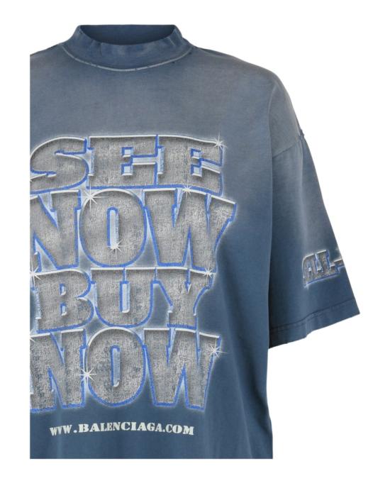  발렌시아가 SNBN 라지 핏 티셔츠 764235 TQVE8 4108 40764 S Blue - BALENCIAGA