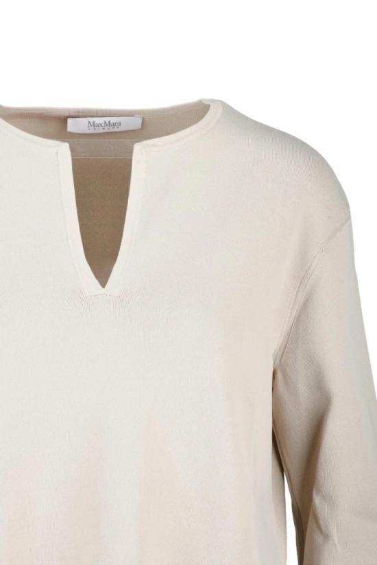  막스마라 스웨터 베이지색 비스코스 혼방 3/4 소매 스웨터 - MAX MARA