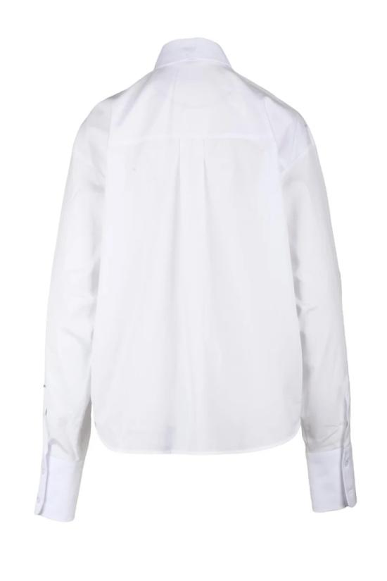  스포트막스 셔츠 분필처럼 하얀색 탈부착식 스트랩 면 셔츠 - SPORTMAX