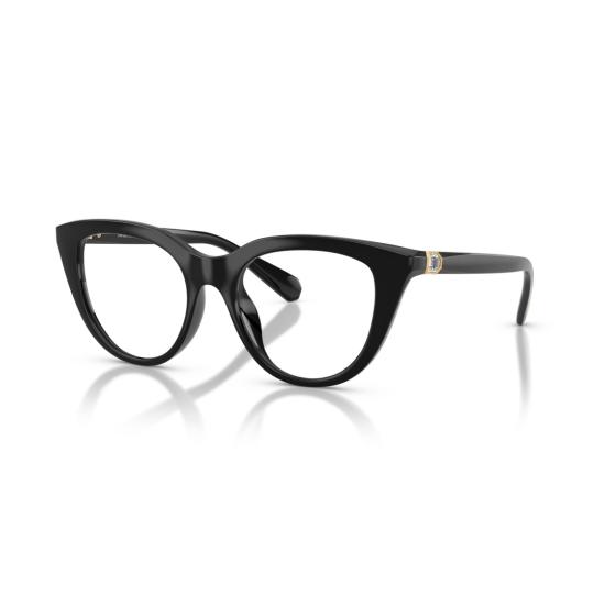 26SS 스와로브스키 안경 광택 있는 블랙 컬러의 볼드한 캣아이 안경 - SWAROVSKI