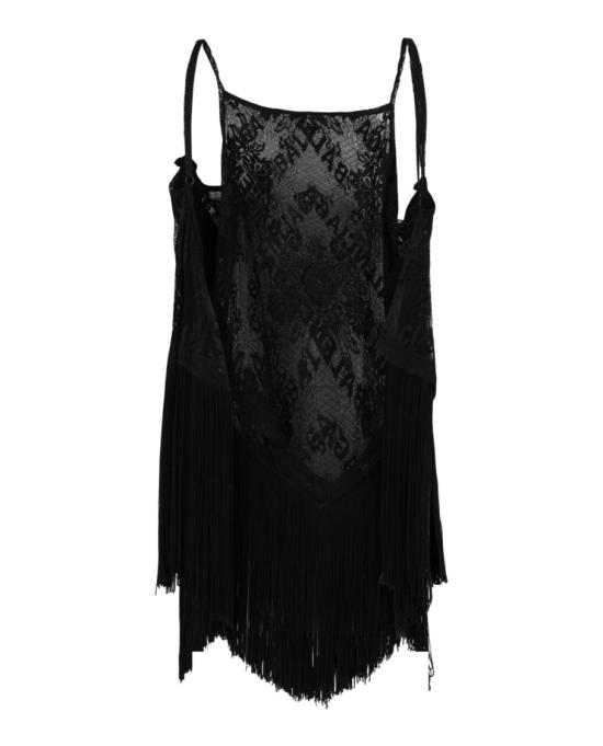  발렌시아가 스카프 프린지 레이스 탑 746261 TOR02 1000 00002 34 Black - BALENCIAGA