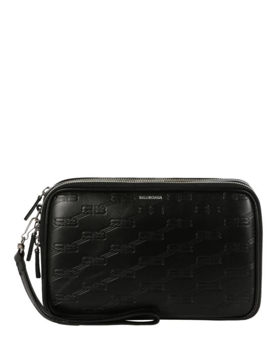  발렌시아가 시그니처 더블 집 카프스킨 파우치 644432 210JS 1000 00002 NS Black
