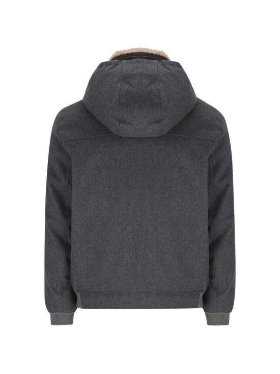 26FW 브루넬로 쿠치넬리 본디드 울 플란넬 탈부착 후드 다운 자켓 MM4701606 Grey - BRUNELLO CUCINELLI