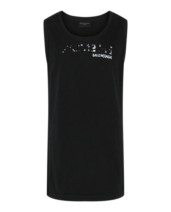  발렌시아가 로고 프린트 루즈 탱크 탑 697880 TOVO5 1070 00008 XS Black