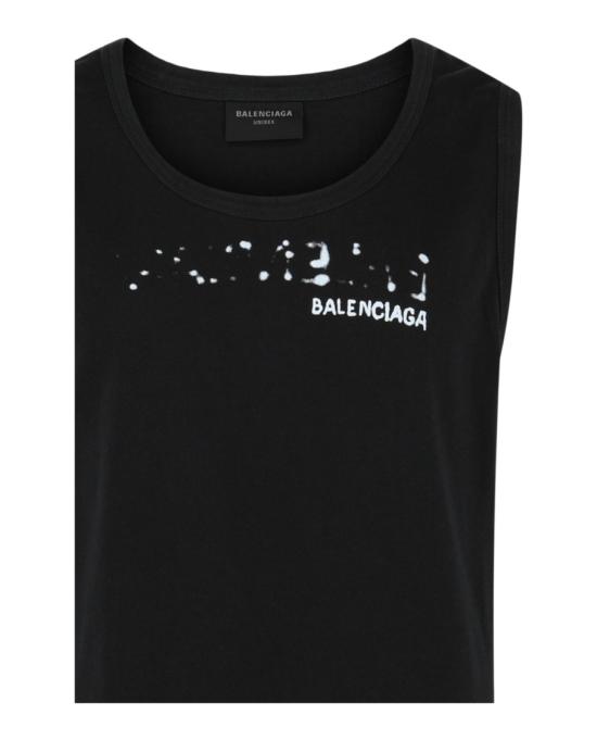 발렌시아가 로고 프린트 루즈 탱크 탑 697880 TOVO5 1070 00008 XS Black - BALENCIAGA