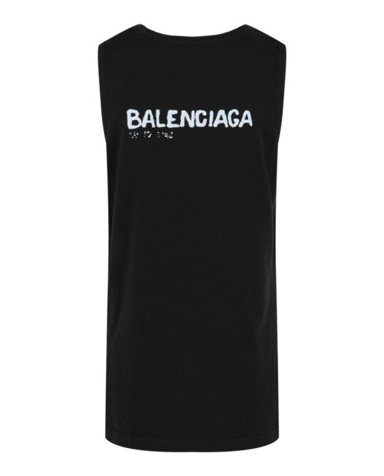  발렌시아가 로고 프린트 루즈 탱크 탑 697880 TOVO5 1070 00008 XS Black - BALENCIAGA