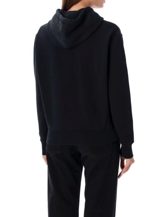 26SS 아미 스몰 하트 로고 루프백 오가닉 코튼 플리스 후드 BFUSW235730001 Black - AMI