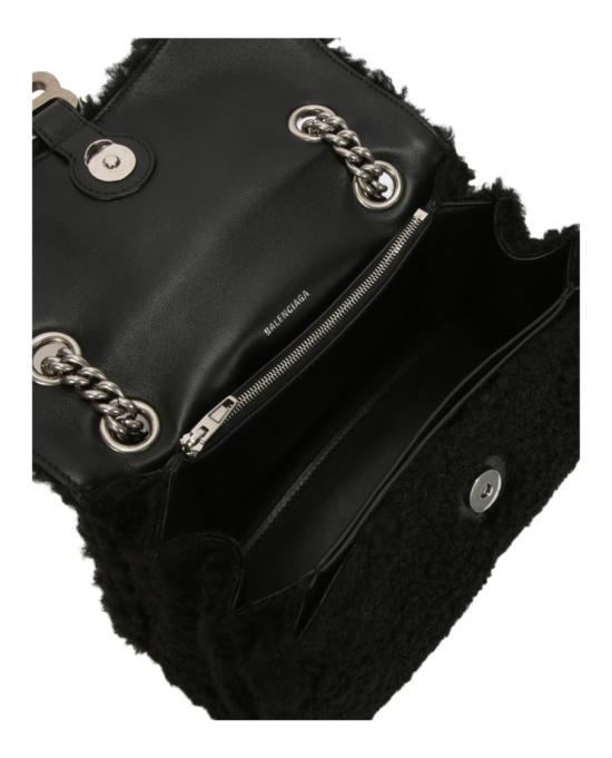  발렌시아가 크러쉬 스몰 체인 백 페이크 셔링 729314 210PC 1000 00002 NS Black - BALENCIAGA