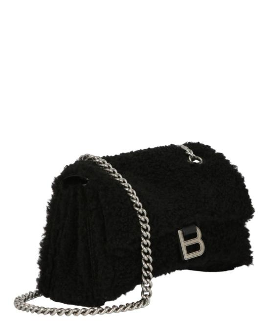  발렌시아가 크러쉬 스몰 체인 백 페이크 셔링 729314 210PC 1000 00002 NS Black - BALENCIAGA