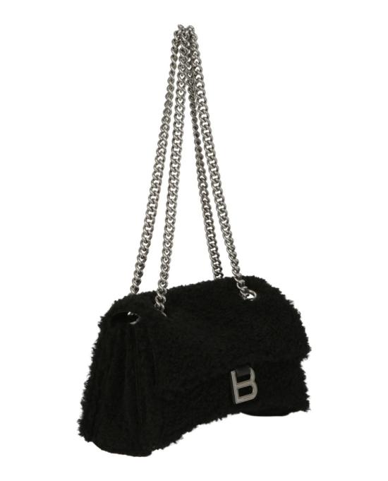  발렌시아가 크러쉬 스몰 체인 백 페이크 셔링 729314 210PC 1000 00002 NS Black - BALENCIAGA