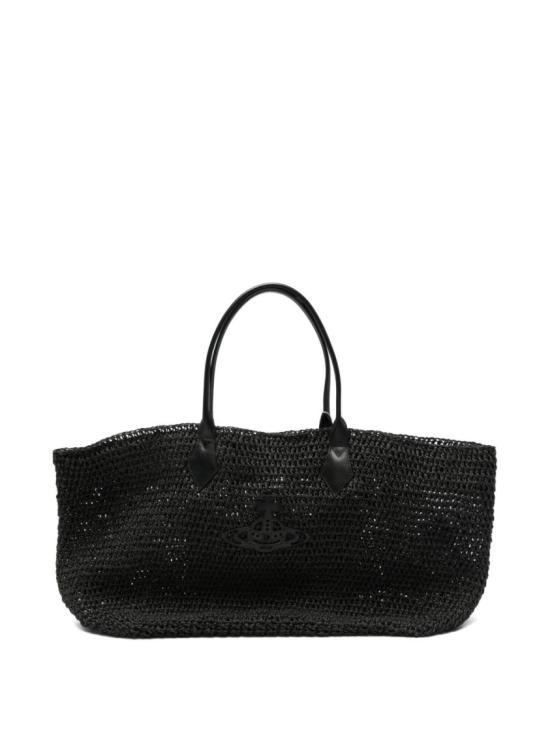 26SS 비비안웨스트우드 로고 메탈 가죽 토트백 4D01000NU W01GT N401 Black