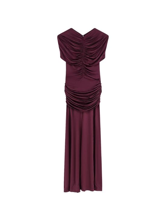 26FW 셀프 포트레이트 롱 원피스 PF26098MBU BURGUNDY Rosso