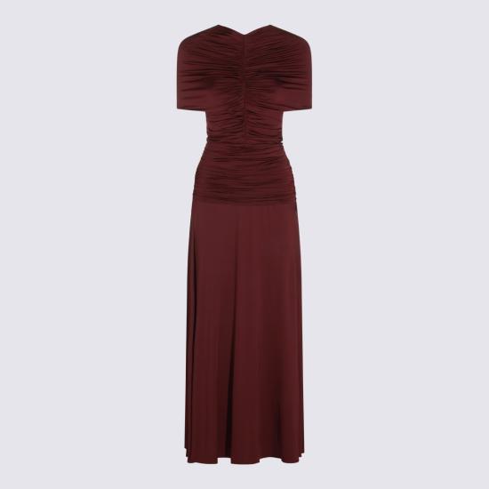 26FW 셀프 포트레이트 롱 원피스 PF26098MBU BURGUNDY