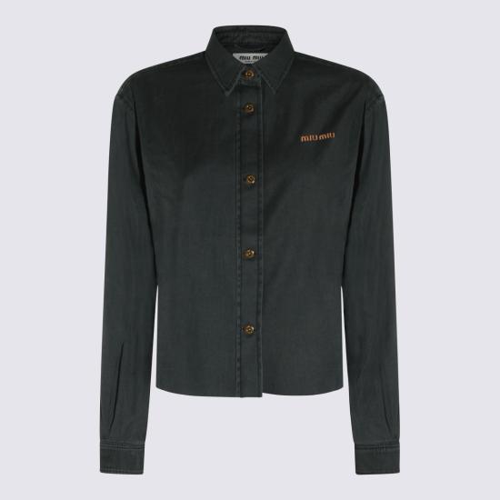 26FW 미우미우 샴브레이 셔츠 GWC131SOOO 15MPF0002 Nero