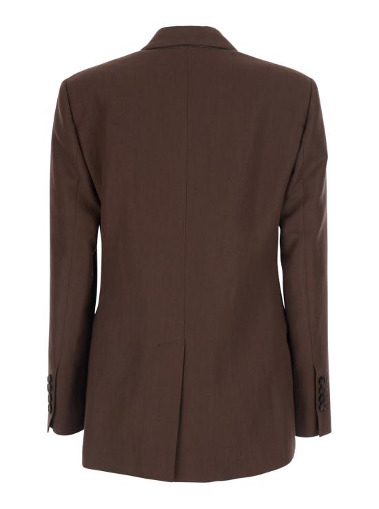 26SS 브루넬로 쿠치넬리 모닐리 비스코스 & 리넨 플루이드 트윌 블레이저 MH1267094C9284 Brown - BRUNELLO CUCINELLI