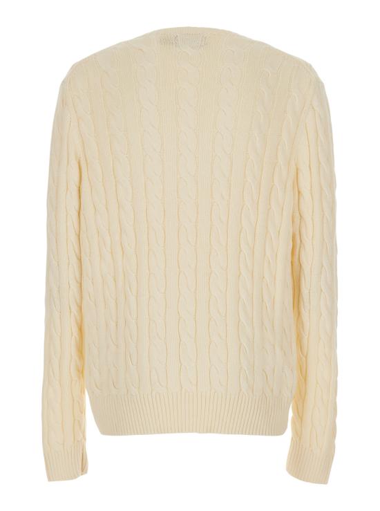 26FW 폴로 랄프로렌 로고 자수 케이블 니트 스웨터 710775885024 White - POLO RALPH LAUREN