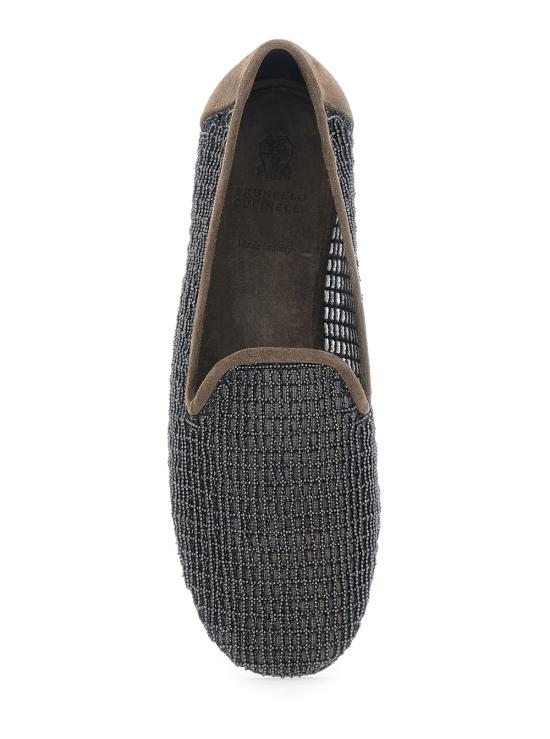 26SS 브루넬로 쿠치넬리 스웨이드 프레셔스 네트 자수 플랫 슈즈 MZSFC3172C8769 Brown - BRUNELLO CUCINELLI