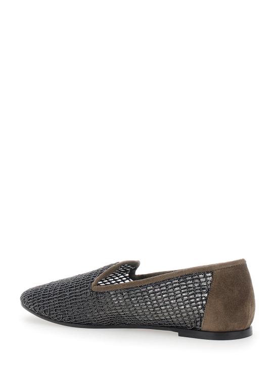 26SS 브루넬로 쿠치넬리 스웨이드 프레셔스 네트 자수 플랫 슈즈 MZSFC3172C8769 Brown - BRUNELLO CUCINELLI