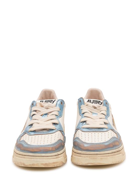 26SS 오트리 슈퍼 빈티지 메달리스트 로우 레더 스니커즈 AVLW MT12 METAL LEAT BLUE SILV - AUTRY