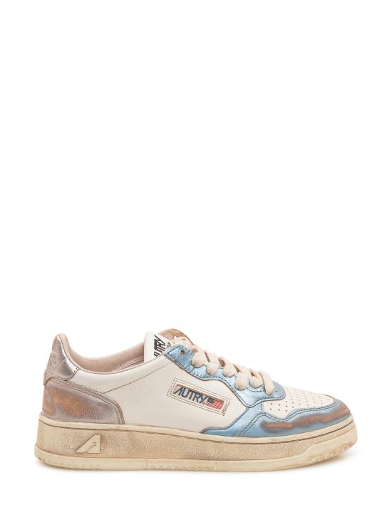 26SS 오트리 슈퍼 빈티지 메달리스트 로우 레더 스니커즈 AVLW MT12 METAL LEAT BLUE SILV