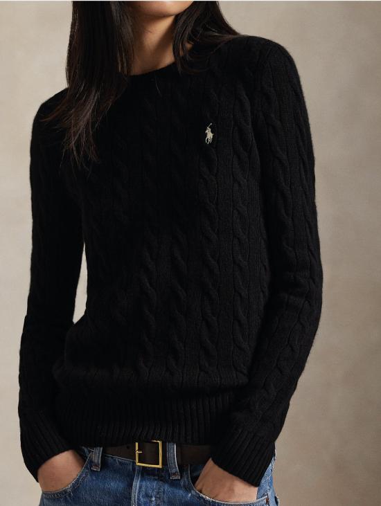 26FW 랄프 로렌 스웨터 미스토 캐시미어 네로 소재의 Maglia a Trecce - RALPH LAUREN