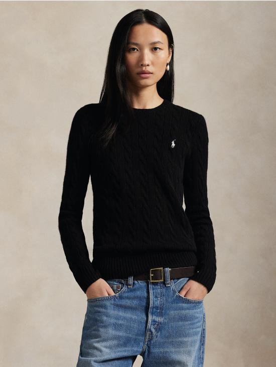 26FW 랄프 로렌 스웨터 미스토 캐시미어 네로 소재의 Maglia a Trecce