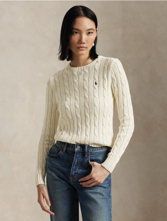26FW 랄프 로렌 스웨터 미스토 캐시미어 크레마 소재의 Maglia a Trecce