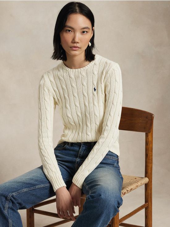 26FW 랄프 로렌 스웨터 미스토 캐시미어 크레마 소재의 Maglia a Trecce - RALPH LAUREN