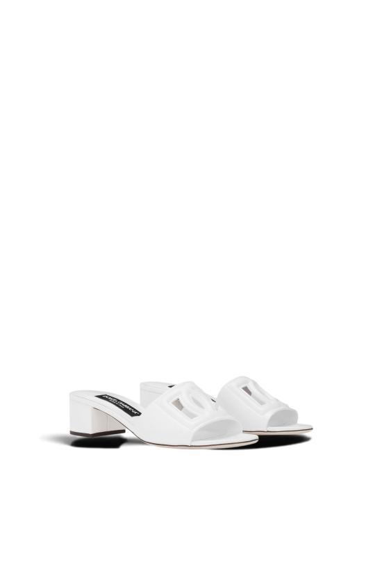 26FW 돌체앤가바나 DG 로고 카프스킨 슬라이더 CR1755AY329 80001 Bianco - DOLCE & GABBANA