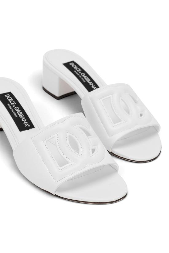 26FW 돌체앤가바나 DG 로고 카프스킨 슬라이더 CR1755AY329 80001 Bianco - DOLCE & GABBANA