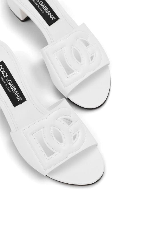 26FW 돌체앤가바나 DG 로고 카프스킨 슬라이더 CR1755AY329 80001 Bianco - DOLCE & GABBANA