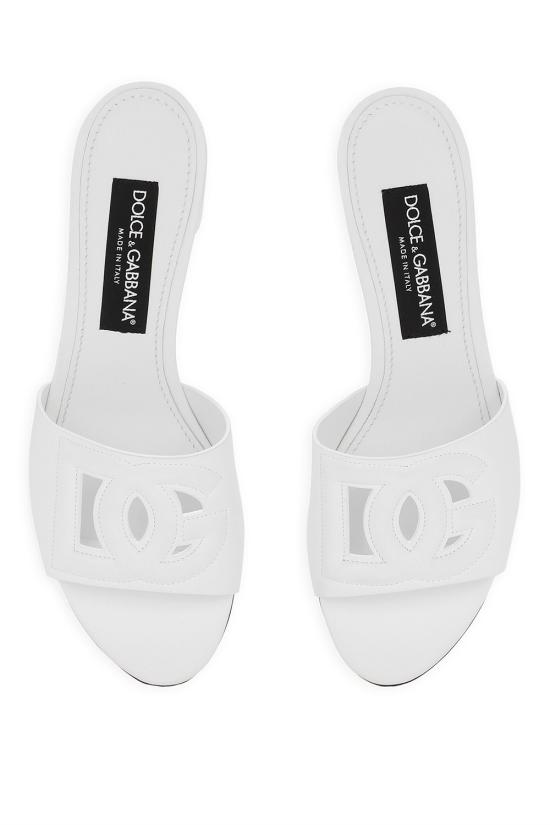 26FW 돌체앤가바나 DG 로고 카프스킨 슬라이더 CR1755AY329 80001 Bianco - DOLCE & GABBANA